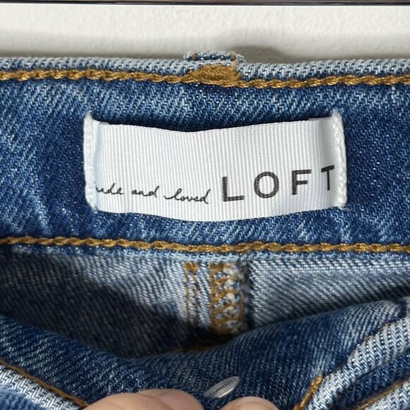 Loft Women's The Straight Jeans 26/2 High Rise 2 Tone Med Wash Denim Relaxed Mom - Picture 7 of 12